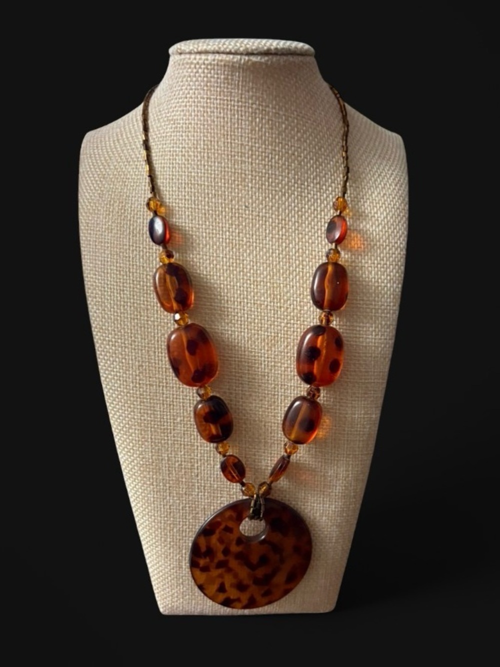 🦖5 for $20 Icing Amber Tortoiseshell Disc Pendant Necklace